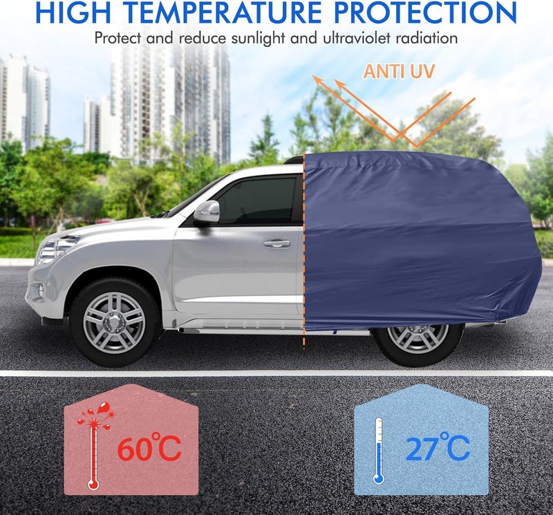 DINGHAO Car Cover Waterproof All Weather, 6 Layers Outdoor Full Exterior Cover Rain Sun UV Snowproof Protection with Zipper Cotton, Mirror Pocket for Toyota RAV4 - Image 3